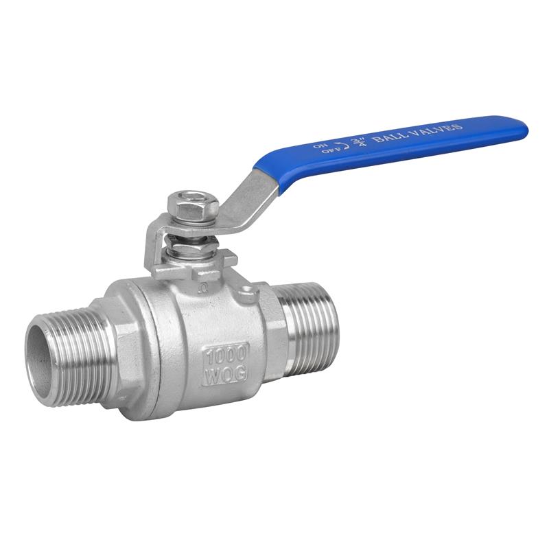 2PC Double Outer Thread Ball Valve